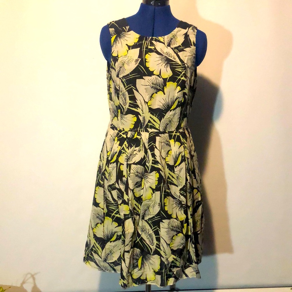 Floral Black and Yellow Dress